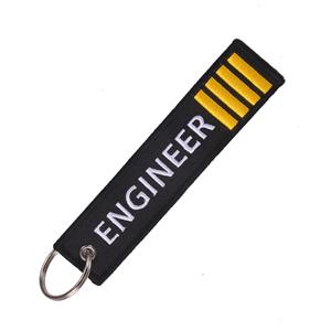 Flight Engineer Embroidered Keyring/Luggage Tag White/Yellow On Black