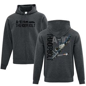 A-10 Thunderbolt Full Zip Hoodie Charcoal MEDIUM