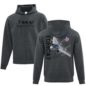 F-14 Tomcat Full Zip Hoodie Charcoal MEDIUM