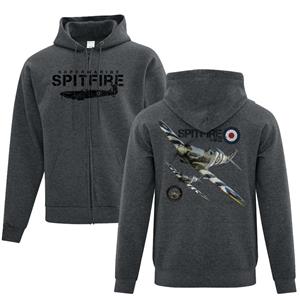 Spitfire Mk IX Full Zip Hoodie Charcoal LARGE