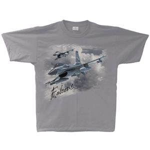 F-16 Falcon Flight Shirt Silver LARGE