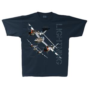 P-38 Lightning T-Shirt Navy Blue LARGE