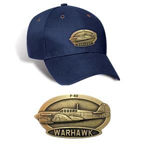 P-40 Warhawk Brass Badge Cap Navy Blue