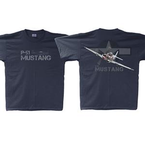 P-51 Mustang T-Shirt Navy Blue SMALL