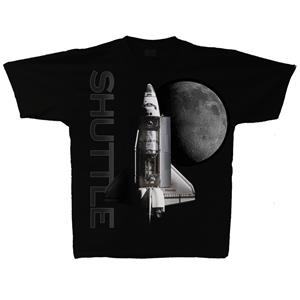 Space Shuttle Moon T-Shirt Black LARGE