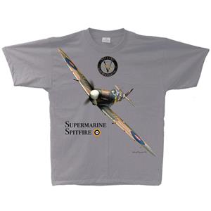 Spitfire Mk IX Flight T-Shirt Silver Grey 3X-LARGE