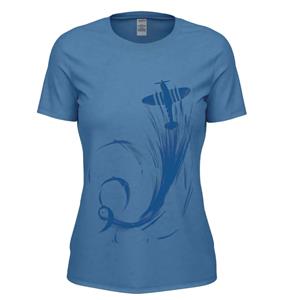 Swirling Spitfire T-Shirt Blue LADIES 2X-LARGE