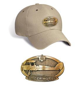 De Havilland Tiger Moth Brass Badge Cap Tan