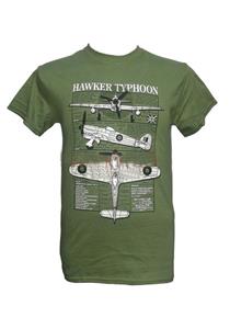 Hawker Typhoon Blueprint Design T-Shirt Olive Green LARGE