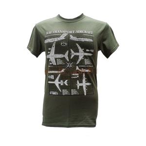 RAF Transport Aircraft Blueprint Design T-Shirt Olive Green MEDIUM