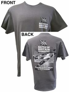 Spitfire Battle Of Britain Action T-Shirt Grey MEDIUM