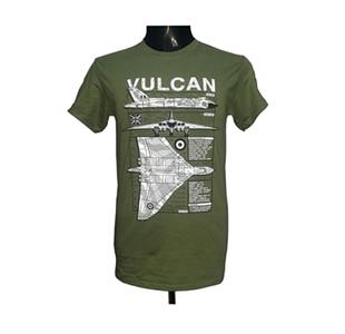 Avro Vulcan Blueprint Design T-Shirt Olive Green 2X-LARGE