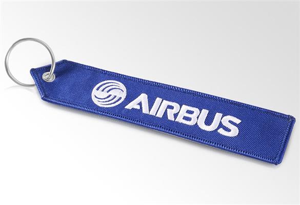 Airbus A320NEO Embroidered Keyring/Luggage Tag White/Yellow On Black - Click Image to Close