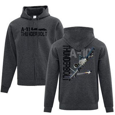 A-10 Thunderbolt Full Zip Hoodie Charcoal 2X-LARGE - Click Image to Close