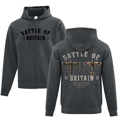Battle Of Britain Full Zip Hoodie Charcoal MEDIUM - Click Image to Close