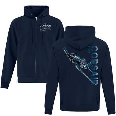 F4U Corsair Full Zip Hoodie Navy Blue SMALL - Click Image to Close