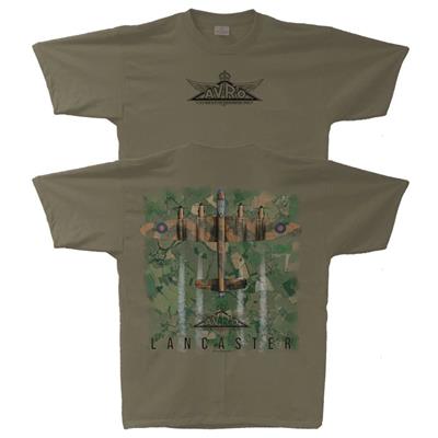 Avro Lancaster Top View T-Shirt Military Green LARGE - Click Image to Close