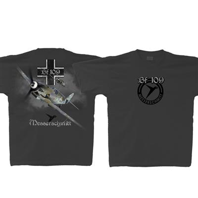 Messerschmitt Bf-109 T-Shirt Grey SMALL - Click Image to Close