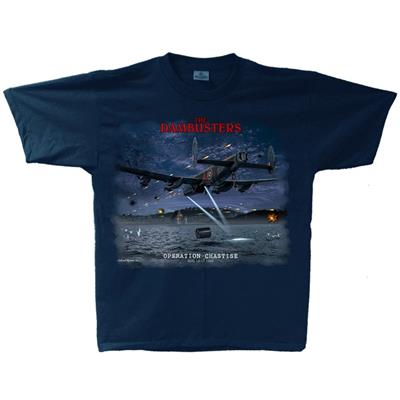 Dambusters Lancaster T-Shirt Navy Blue MEDIUM - Click Image to Close