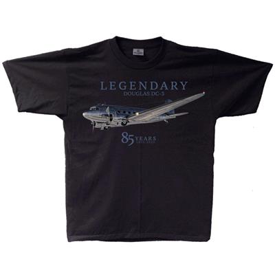 Legendary Douglas DC-3 Anniversary T-Shirt Black SMALL - Click Image to Close