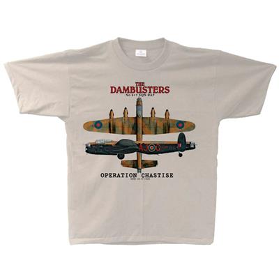 Dambusters Lancaster Operation Chastise T-Shirt Sand SMALL - Click Image to Close