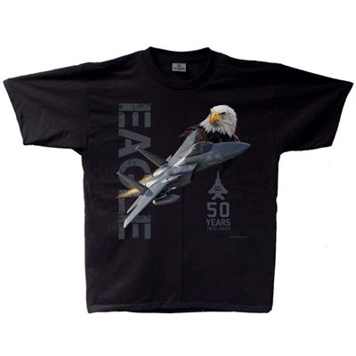 F-15 Eagle 50th Anniversary T-Shirt Black MEDIUM - Click Image to Close