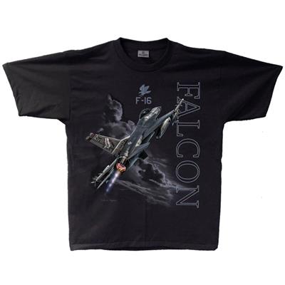 F-16 Falcon T-Shirt Black LARGE - Click Image to Close