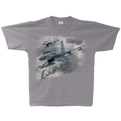 F-16 Falcon Flight Shirt Silver LARGE - Click Image to Close