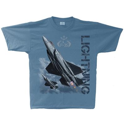 F-35 Lightning T-Shirt Blue LARGE - Click Image to Close