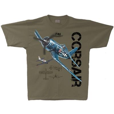 F4U Corsair Vintage T-Shirt Military Green LARGE - Click Image to Close