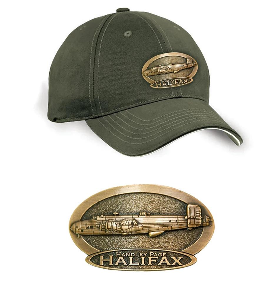 Handley Page Halifax Brass Badge Cap Khaki - Click Image to Close