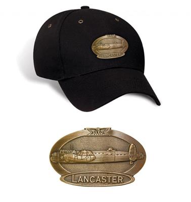 Avro Lancaster Brass Badge Cap Black - Click Image to Close