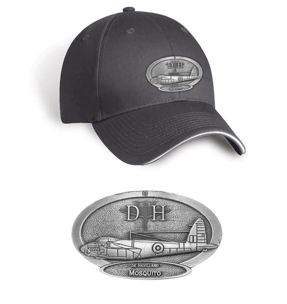 De Havilland Mosquito Pewter Badge Cap Grey - Click Image to Close