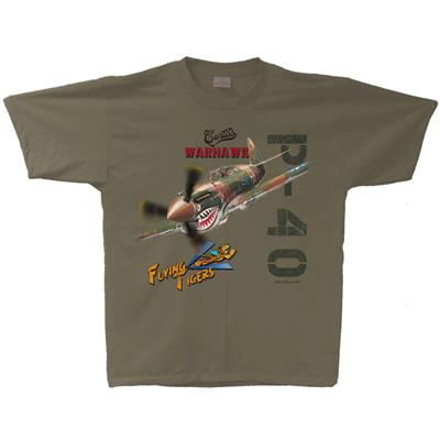 P-40 Warhawk T-Shirt Green X-LARGE - Click Image to Close