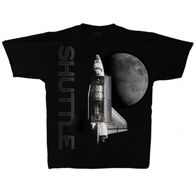 Space Shuttle Moon T-Shirt Black LARGE - Click Image to Close