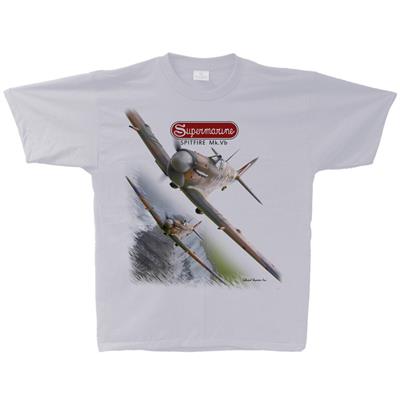 Spitfire MkVb-2 T-Shirt Liquid Silver LARGE - Click Image to Close