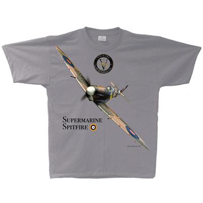 Spitfire Mk IX Flight T-Shirt Silver Grey X-LARGE - Click Image to Close