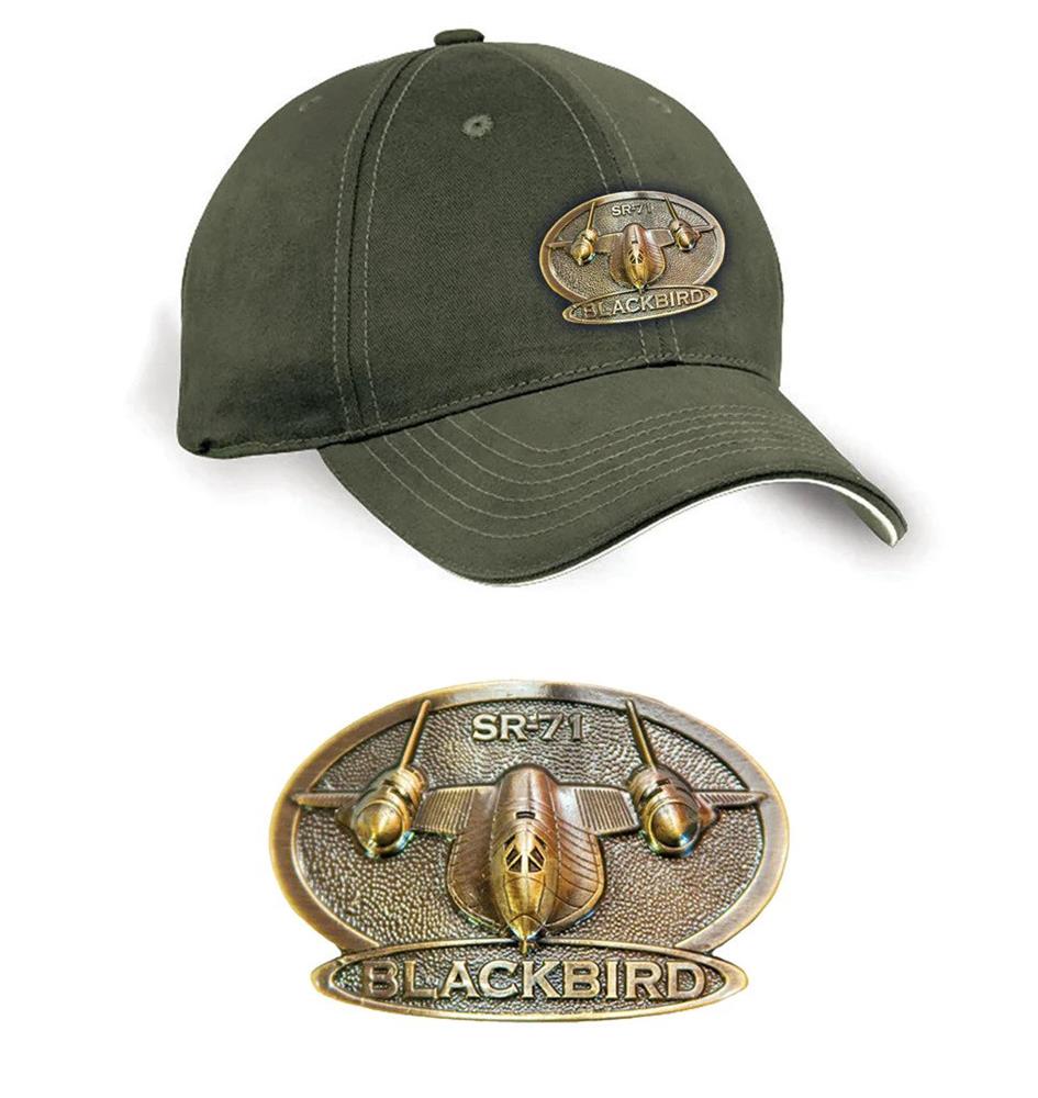 SR-71 Blackbird Brass Badge Cap Khaki - Click Image to Close