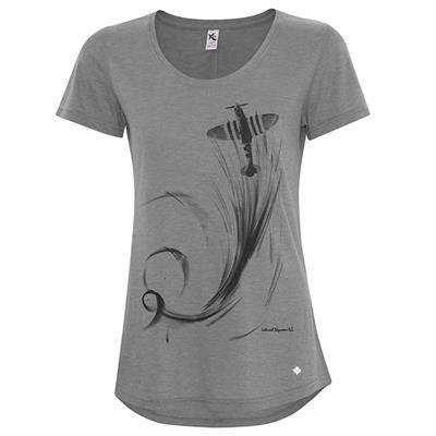 Swirling Spitfire T-Shirt Grey LADIES 2X-LARGE - Click Image to Close