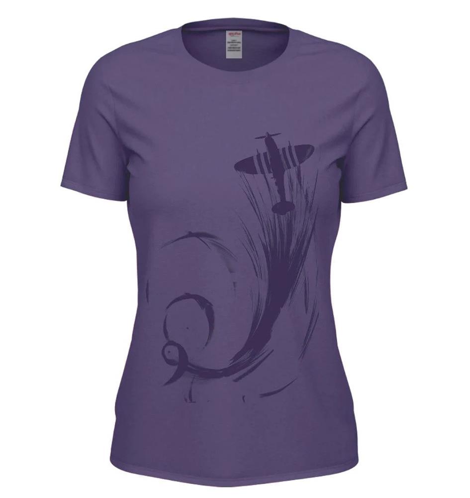 Swirling Spitfire T-Shirt Purple LADIES X-LARGE - Click Image to Close