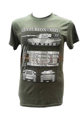 Centurion Main Battle Tank Blueprint Design T-Shirt Olive Green SMALL - Click Image to Close