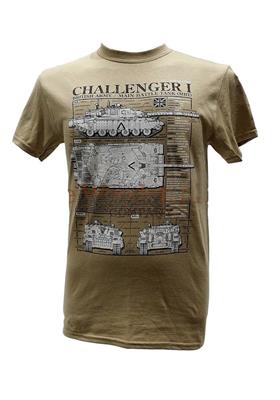 Challenger 1 Main Battle Tank Blueprint Design T-Shirt Sand LARGE - Click Image to Close