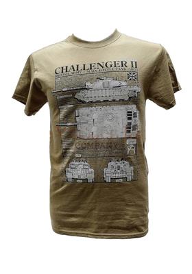 Challenger 2 Main Battle Tank Blueprint Design T-Shirt Sand SMALL - Click Image to Close