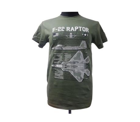 Lockheed Martin F-22 Raptor Blueprint Design T-Shirt Olive LARGE - Click Image to Close