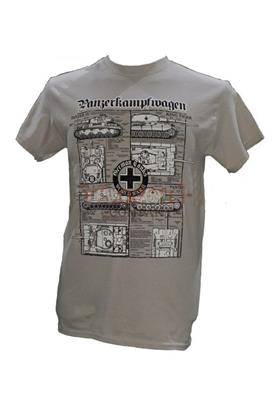 Panzerkampfwagen - German Army WW2 Tanks Blueprint Design T-Shirt Grey 2X-LARGE - Click Image to Close