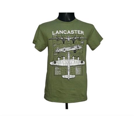 Lancaster Blueprint Design T-Shirt Olive Green X-LARGE - Click Image to Close