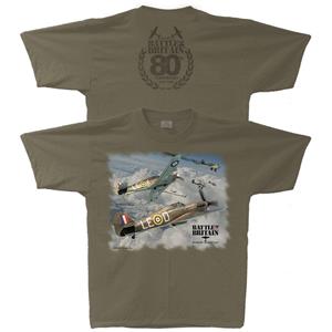 Battle Of Britain Hurricane 80th Anniversary T-Shirt Green X-LARGE
