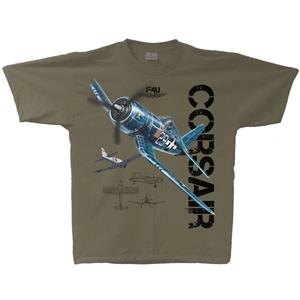 F4U Corsair Vintage T-Shirt Military Green 3X-LARGE
