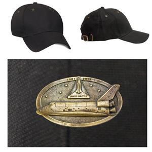 Space Shuttle Brass Badge Cap Black DISCONTINUED