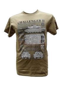 Challenger 2 Main Battle Tank Blueprint Design T-Shirt Sand X-LARGE